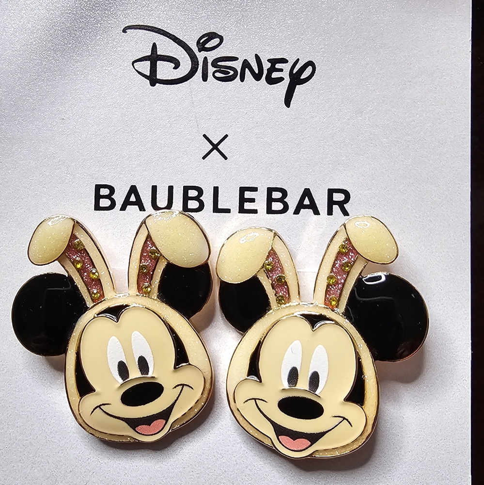 Disney x Baublebar Mickey Mouse with Bunny Ears Earrings New - Picture 1 of 4